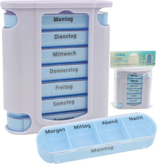 Osma-Werm Pillendose 7 Tage – Tower-Pillenbox mit Tagesfächern & Einschubsystem