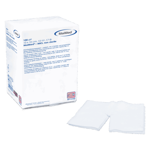 Unsterile MaiMed® MKS Mull-Schlitzkompressen mit Y-Schnitt – 100 Stück für die professionelle Wundversorgung