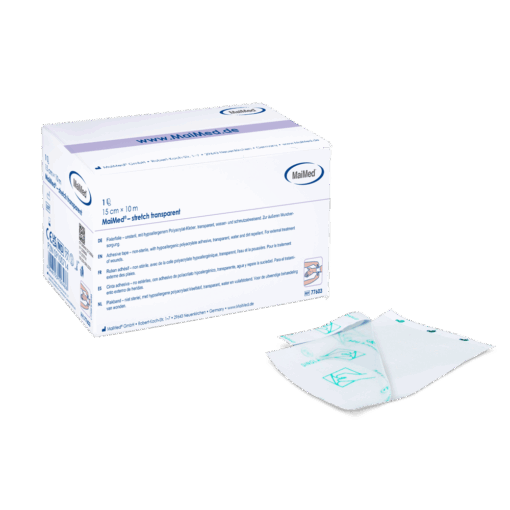 MaiMed® stretch transparent – elastische Fixierfolie für sensible Haut, 10 m Länge
