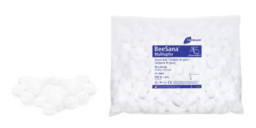 Unsterile BeeSana® Mulltupfer von Meditrade in runder Form – für Wundreinigung und Desinfektion