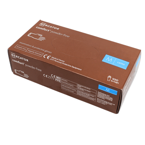 Mercator Latex Comfort Einmalhandschuhe – naturfarben, puderfrei, 100 Stück