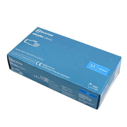 Mercator Nitrylex Classic Nitrilhandschuhe – blau, 100 Stück, puderfrei