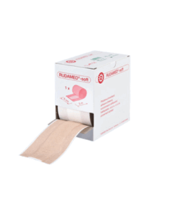 RUDAMED-soft Wundschnellverband – beige, elastisch, 5 m lang, für empfindliche Haut