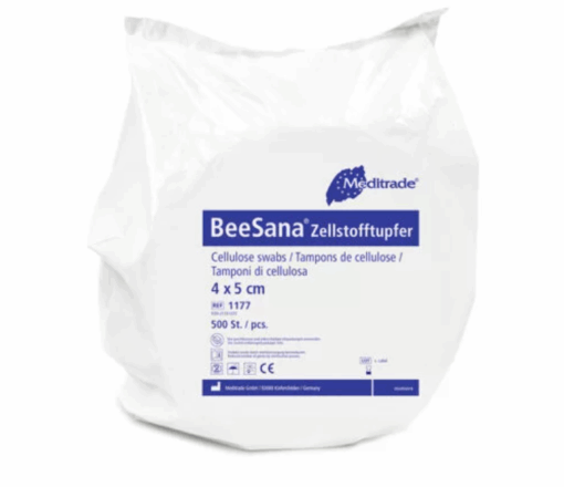 BeeSana® Zellstofftupfer – 2 Rollen à 500 Stück, 4 x 5 cm, unsteril, saugstark