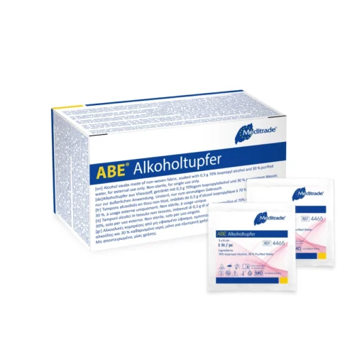 Meditrade Alkoholtupfer zur Hautreinigung – 100 Stück, einzeln verpackt, 70 % Isopropylalkohol