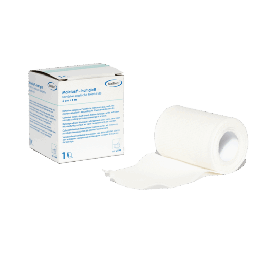 Maielast® haft glatt – weiße, elastische Fixierbinde mit Selbsthaftung, in 4 m & 20 m Länge