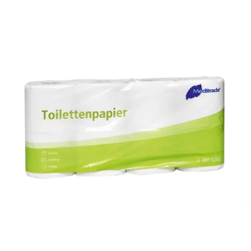 Meditrade Toilettenpapier – 2-lagig, Zellstoff, 8 Rollen à 250 Blatt