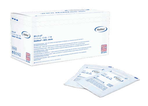 Sterile MaiMed® MKS Mull-Schlitzkompressen mit Y-Schnitt aus Baumwolle – 100 Stück