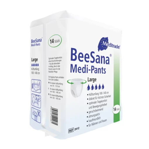 BeeSana Medi-Pants – Einweghosen bei Inkontinenz, diskret, 14 Stück, Größen M–XL